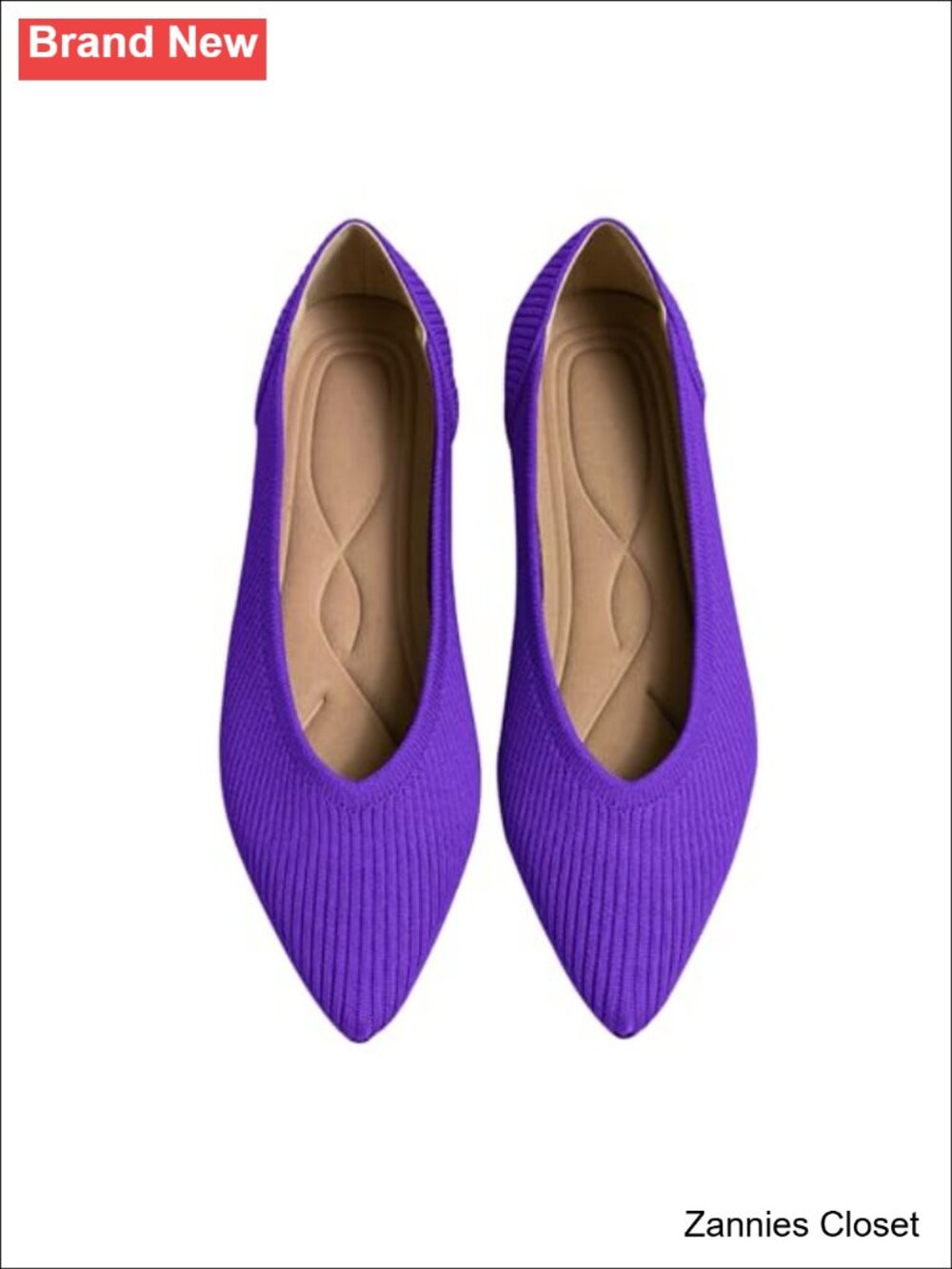 🤠 TINGRISE Pointed Toe Knit Ballet Flats Slip On Comfort Dressy Women's Shoes